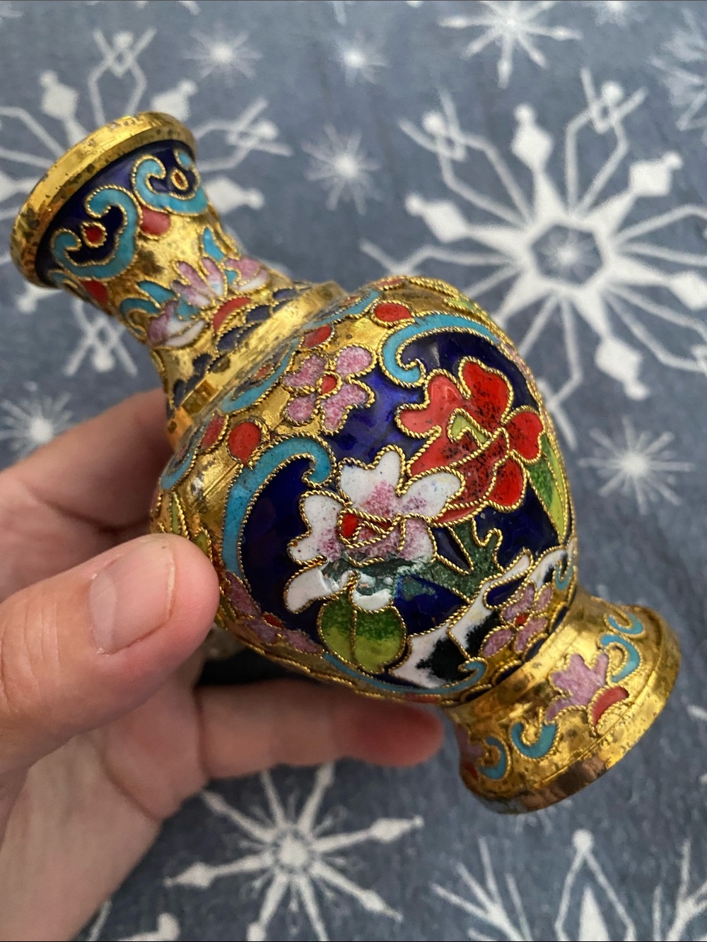 Vintage Cloisonné Mini Vase - Multicolor Floral Design